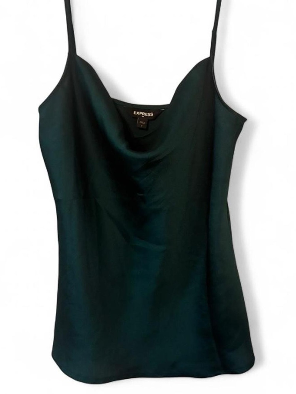 Express Satin Cowl Neck Camisole Dark Green Y2K Silk Tank Top small